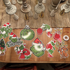 20 Piece Merry Christmas Grinch Paper Ornaments Tree Hanging Double sided