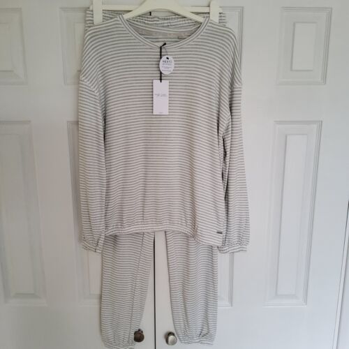 NEXT Womens Grey Stripe Soft Cosy Pyjamas SIZE SMALL 8 - 10 New with Tags - Picture 1 of 6