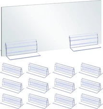 12PCS Self Adhesive Sneeze Guard Holder, Acrylic Panels Holder, to Fasten & Line