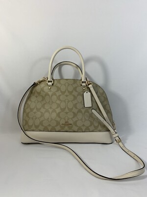 Coach SIERRA SIGNATURE SATCHEL Khaki white #F27584