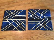 Lot 2 Striking cobalt blue/black/gold  Art Deco Geometic Throw Pillow Covers 17”