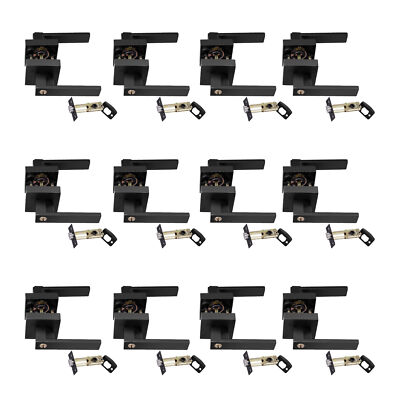 12PCS Matte Black Door Lever Heavy Duty Door Knob With Keys Square (Passage)