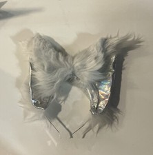 Grey Gray Holographic Cat Dog Wolf Ears Furry