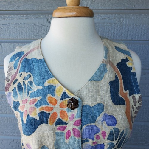 Pure 100% Hemp M Sleeveless Women's Button Up top Vest Linen Type - Picture 2 of 9