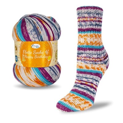 Flotte Socke 8fach Happy Birthday von Rellana - (79,50 /kg) Sockenwolle