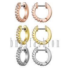 Men Women Stainless Steel CZ Crystal Nose Ring Hoop Ear Cartilage Stud Earrings