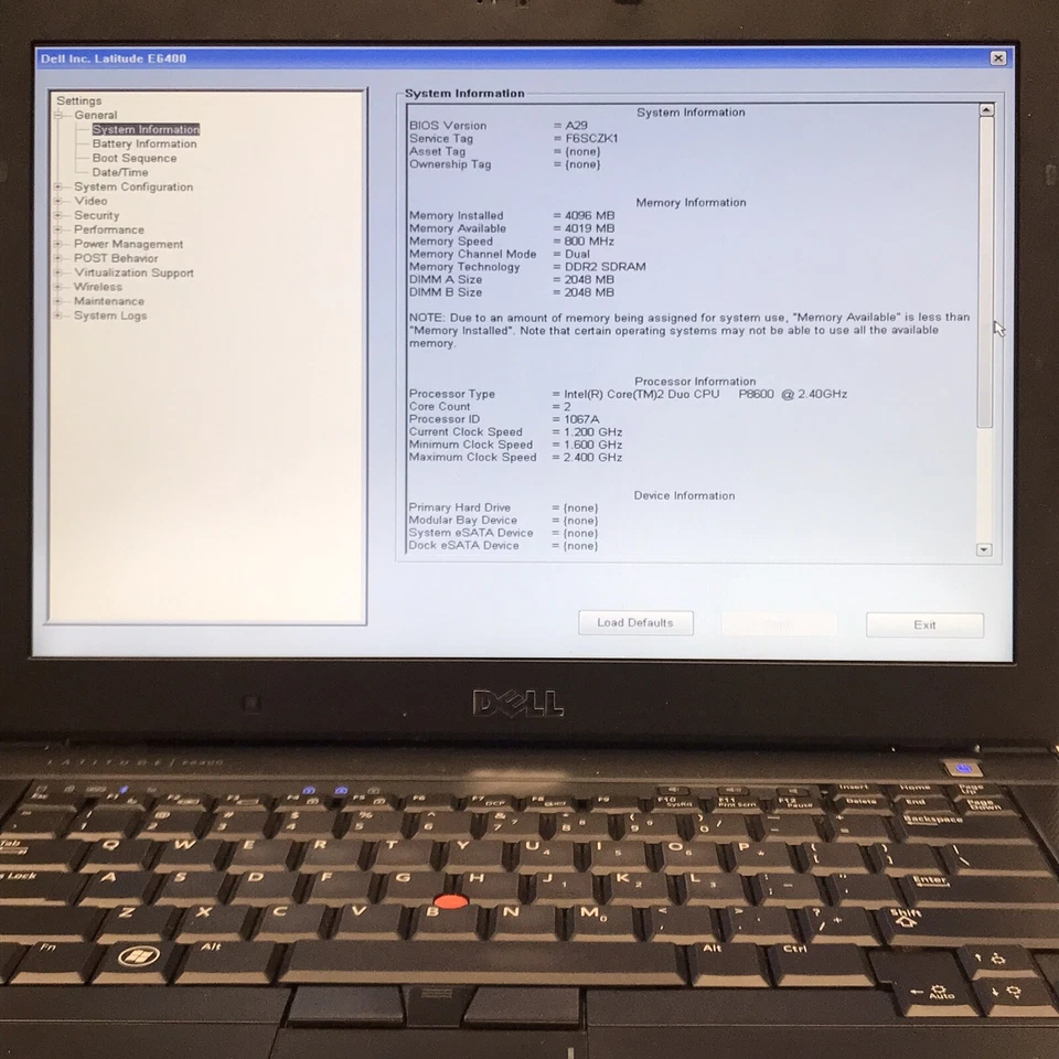 Dell Latitude E6400 14" Laptop Core 2 Duo P8600 4GB RAM No HDD/OS For Parts - Image 2 of 4