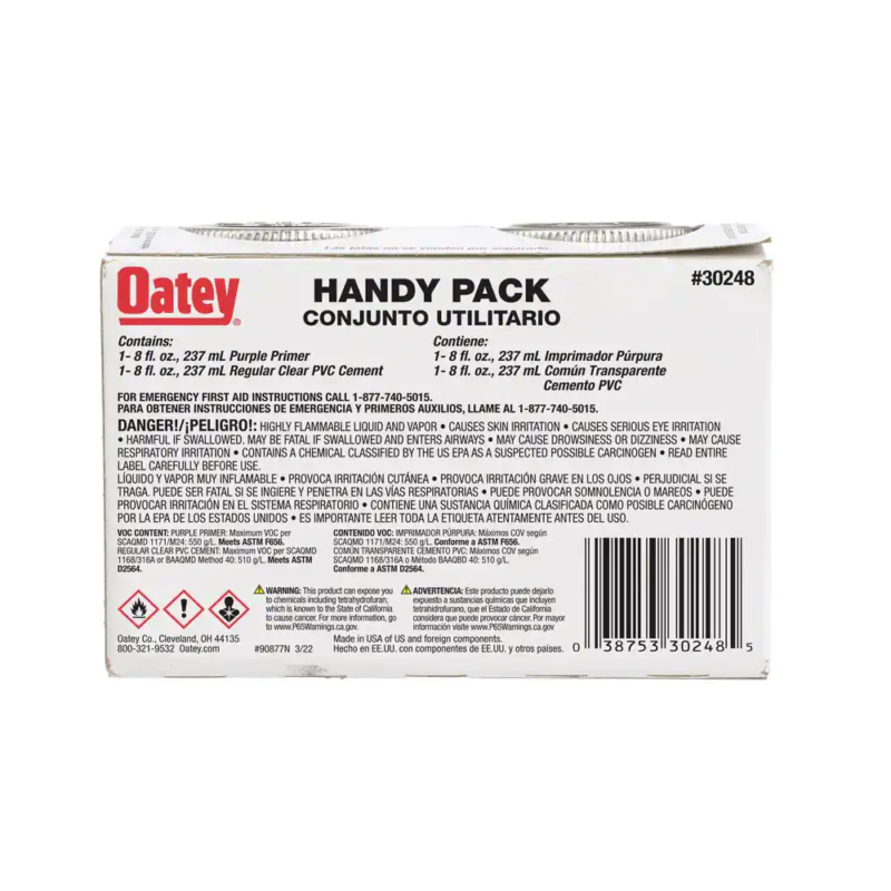 8 Oz. Purple CPVC And PVC Primer And Regular Clear PVC Cement Combo