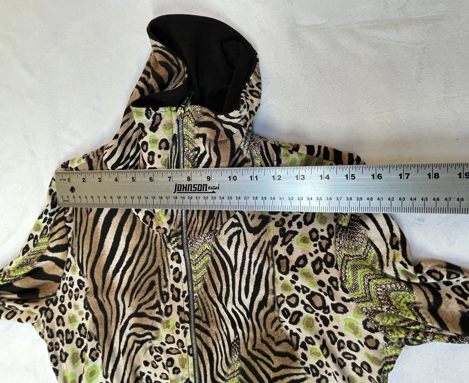 Joseph Ribkoff Women Full-Zip Cowl Neck Animal Print Layered Crop Jacket 8 Brown - Image 4 of 4