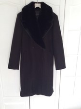 Forever New Faux Fur Collar Long Wool Coat Size 10