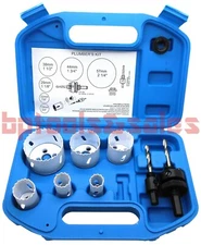 9PC PLUMBERS BI-METAL HOLE SAW SHEET WOOD METAL DRYWALL ALL PURPOSE PLUMBERS KIT