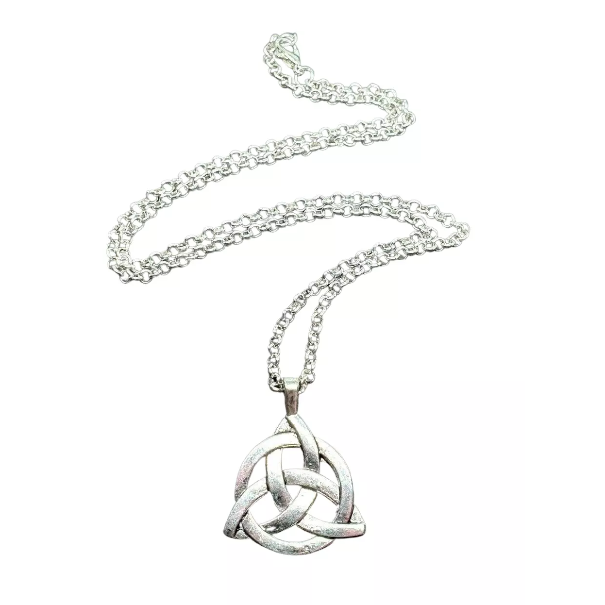 Triquetra Celtic Knot Pendant Large Trinity Knot Silver Tone Necklace Jewellery