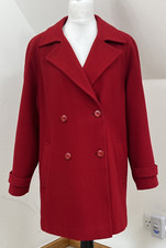First Avenue Wool & Cashmere Overcoat Red Size 18 Pockets Above Knee Length