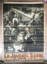 SERBIE JOURNEE SERBE 27 JUIN 1916 Charles FOUQUERAY AFFICHE ORIGINALE