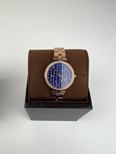 Michael Kors MK4451 schmale Damenuhr Maci roségold blau Sterne Zifferblatt 34 mm - Bild 1 von 5