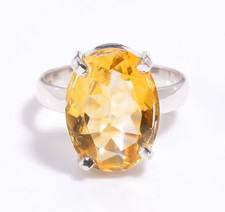 Natural Yellow Citrine Cut Stone Ring 925 Sterling Silver Promise Rings Jewelry