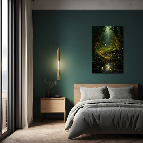Fantasy Forest Fireflies Wall Art Print on Canvas | Enchanted Spiritual Mystical - Picture 6 of 10