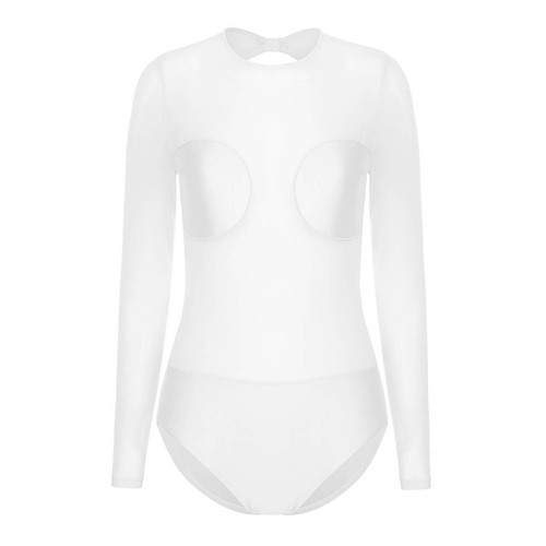 Women Unitard Dance Bodysuit Stage Leotard See-Through Dress Figure Skating - Picture 35 of 50