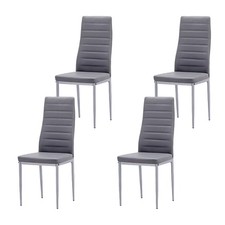 Dining Chairs Set of 4 Faux Leather Legs High Back Padded Seat Side Chair