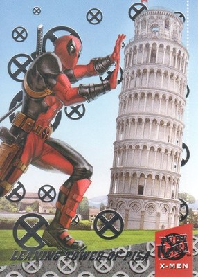 2018 Fleer Ultra X-Men Card Deadpool World Silver Foil Leaning Tower of Pisa