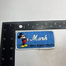 Vintage c 1980s MICKEY MOUSE NAME MARK Walt Disney Embroidered Patch 64KD