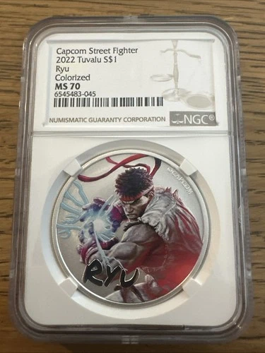 Tuvalu 2022 Capcom Street Fighter Ryu 1 oz. .9999 Silver $1 - NGC MS 70 Color