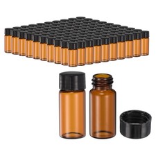 100PCS 10ml Amber Glass Vials Sample Vials Reagent Media Bottle with Screw Cap