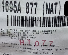 Belden 1695A Video Brilliance HD-SDI RG6 Coaxial Cable 6GHz Plenum White /10ft