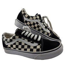 Vans Old Skool Checkerboard Black White Canvas Skate Shoes Mens 6 Womens 7.5