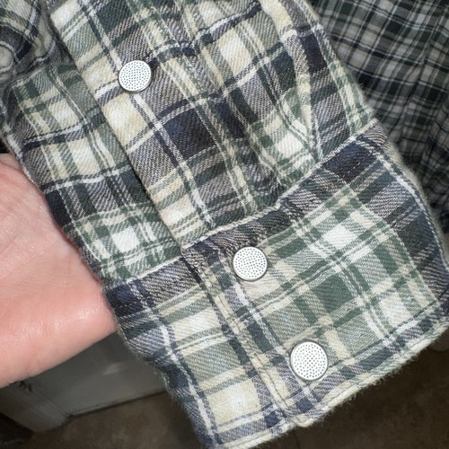 True Religion Shirt Mens 2XL Blue/Green Plaid Western Pearl Snap Modern Cowboy - Picture 8 of 8