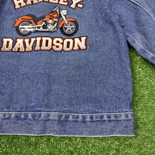 Vintage 90s Harley Davidson Motorcycle Biker Denim Jacket Kids Youth 6/7 READ - Picture 17 of 22