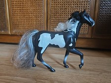 Vintage 1993 Kid Kore Plastic Horse Black White Pinto Paint Brushable Hair L1 