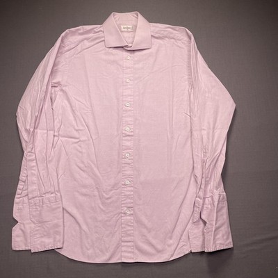 Ascot Chang Shirt Mens Large Purple Pink French Cuff Twill Long Sleeve Button Up