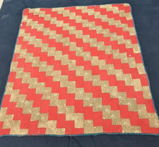 Vintage Beautiful Quilt Different Pieces Hand Woven size 77x75 inches