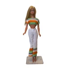 Vintage 1970s Mattel Malibu Barbie Doll Blonde w/ Retro Outfit + Stand
