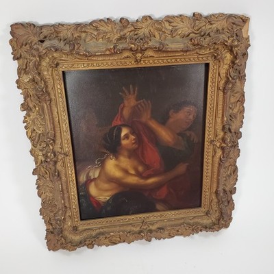 Antique Royal Gallery of Dresden Tin Litho ''Joseph and Potiphar's Wife'' Cignani