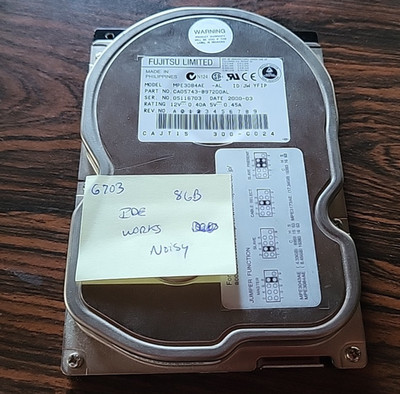 Fujitsu 8.4GB IDE Hard Drive 3.5in MPE3084AE ~ Fully Wiped and Works (Loud..)