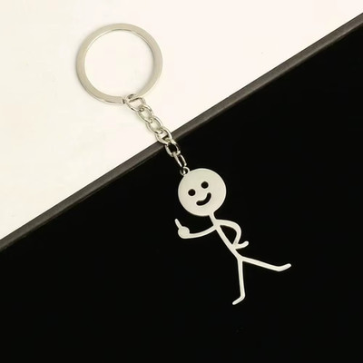 Lustiger Schlüsselanhänger Edelstahl lustiger Kerl Stickman passendes Herz Schlüsselanhänger Handtasche