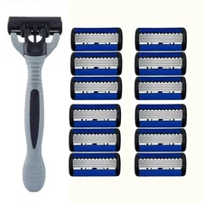 Safety Razor Kit Stainless Steel 12x 6Layer  Blade Hair Removal Tool Replaceable