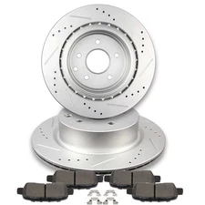 Rear Brake Rotors And Ceramic Pads For Infiniti EX35 08-12 Drilled + Slotted