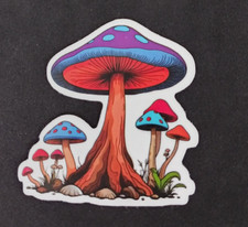 Bright Colorful Retro Psychedelic Mushroom Sticker 2" x 1.78" I 