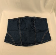 Universal Thread Denim Corset Top Dark Wash Zip Closure Size 14