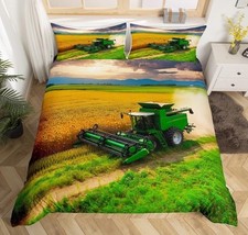 Tractor Bedding Duvet Cover Set Queen Size Farmland Bedding Set for Kids New I5