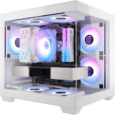 ITX PC Case with Pre-Installed 3 PWM ARGB Fans   Full View Dual Tempered Glass M