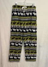 Lazy One Unisex Pj Pants Elk Moose Brown Green