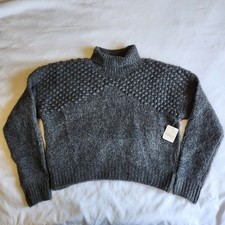 Free People Women's S Bradley Charcoal Heather Grey Knitted Pullover Sweater NWT