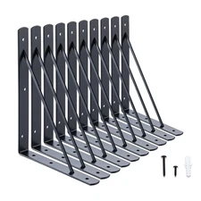 10 Pack 10x8 in Shelf Brackets 90 Degree Triangle Wall Mount Angle L Bracket
