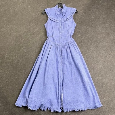 PAMELA LOVE X RTR Blue Eyelet Midi Dress Women's Size S Purple