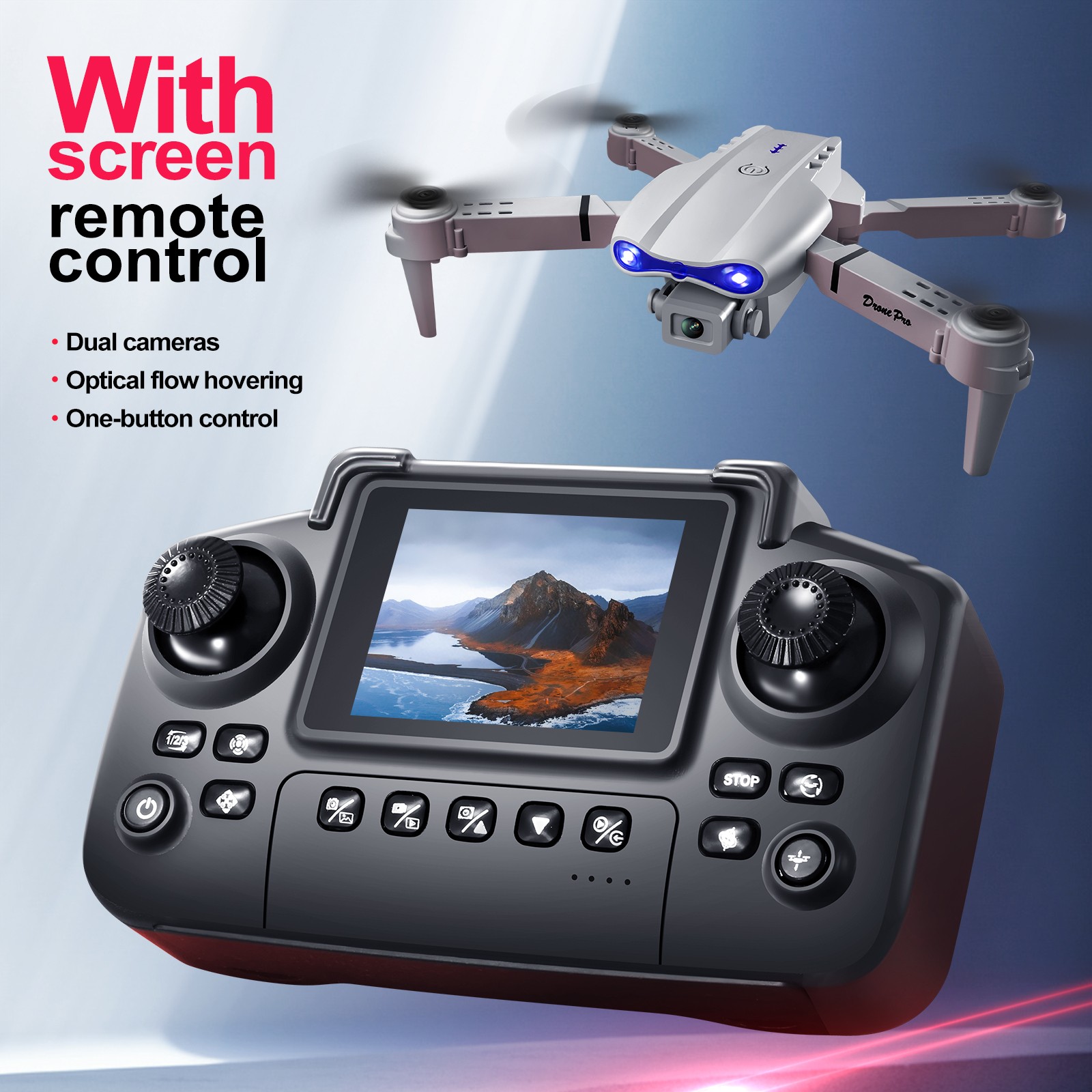 Drone 2026 4K HD Dual Camera WiFi FPV RC Foldable Quadcopter Remote With Screen