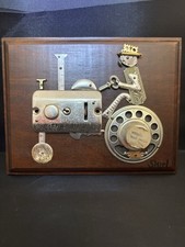 Vintage Steampunk Assemblage Art – Mechanical Tractor & Driver signed "Shirl"